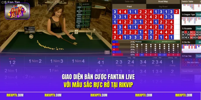 Giao diện bàn cược Fantan Live với màu sắc rực rỡ tại Rikvip